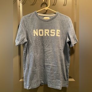 Norse projects logo blue t shirt medium